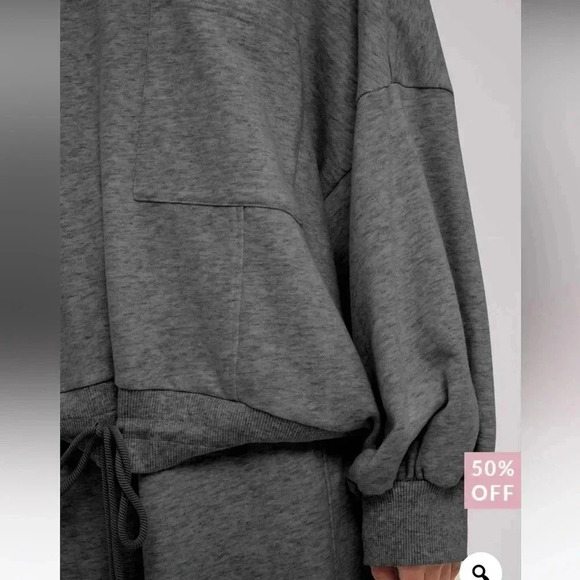 Nap Loungewear Drawstring Hem Cotton Sweatshirt - Picture 4 of 12